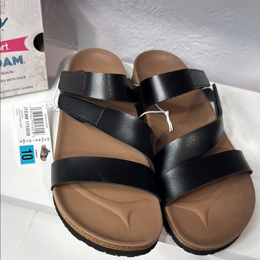 Sketchers Black Sandals with Cushioned Footbed